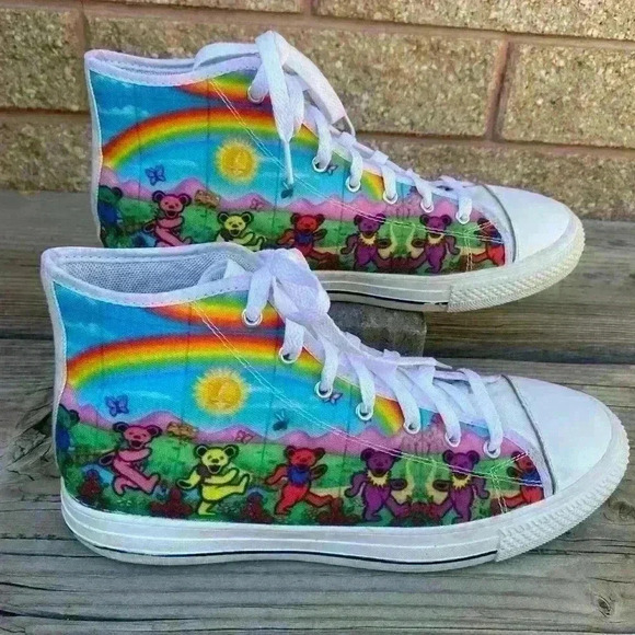Grateful Dead dancing bear converse  womens size 11 - Picture 2 of 7
